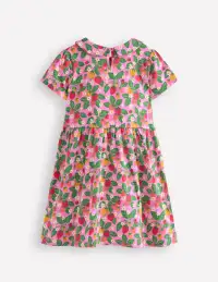 Peter Pan Collar Jersey Dress-Cosmos Pink Strawberry Patch(2-3y)