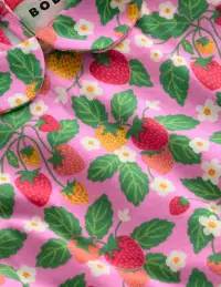 Peter Pan Collar Jersey Dress-Cosmos Pink Strawberry Patch(2-3y)