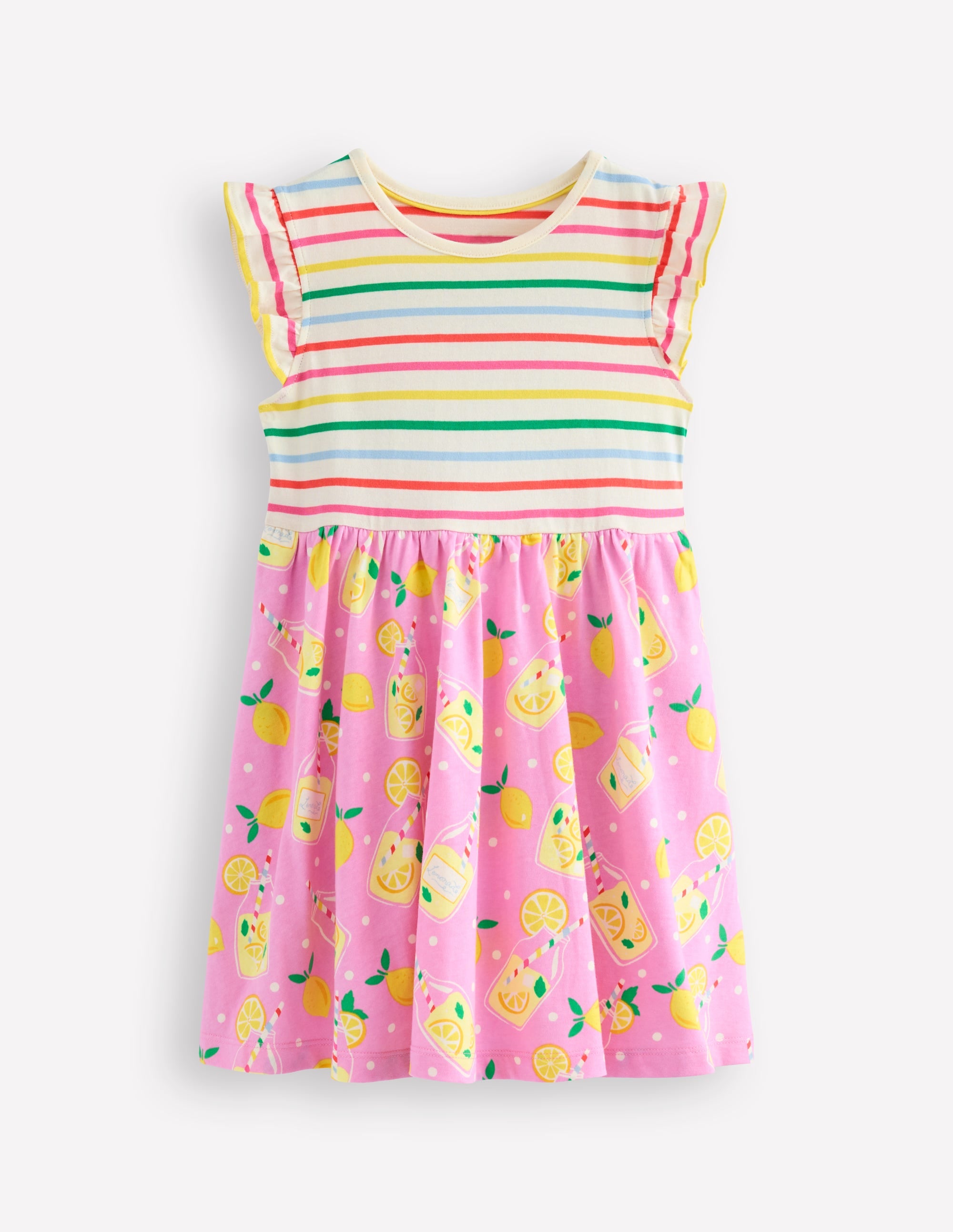 Posie Frill Sleeve Dress-Chalk Pink Lemonade