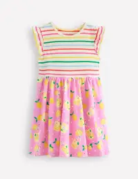 Posie Frill Sleeve Dress-Chalk Pink Lemonade