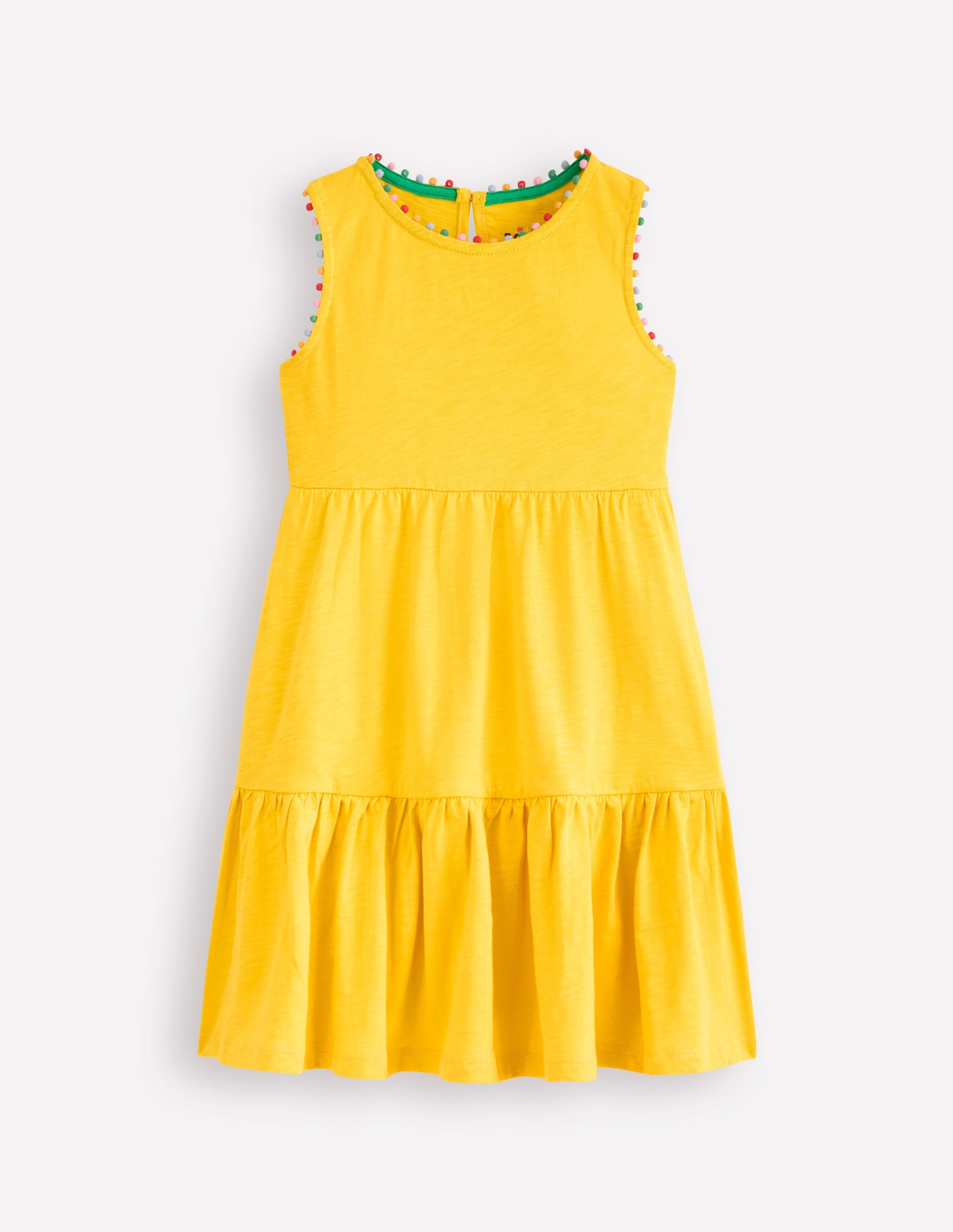 Ali Pom Trim Jersey Dress-Pineapple Yellow