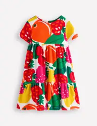 Ariel Twirly Towelling Dress-Multi Giant Fruit