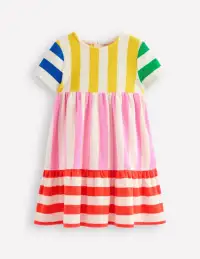 Ariel Twirly Towelling Dress-Hotchpotch Multi Stripe(2-3y)