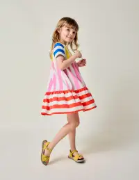 Ariel Twirly Towelling Dress-Hotchpotch Multi Stripe(2-3y)