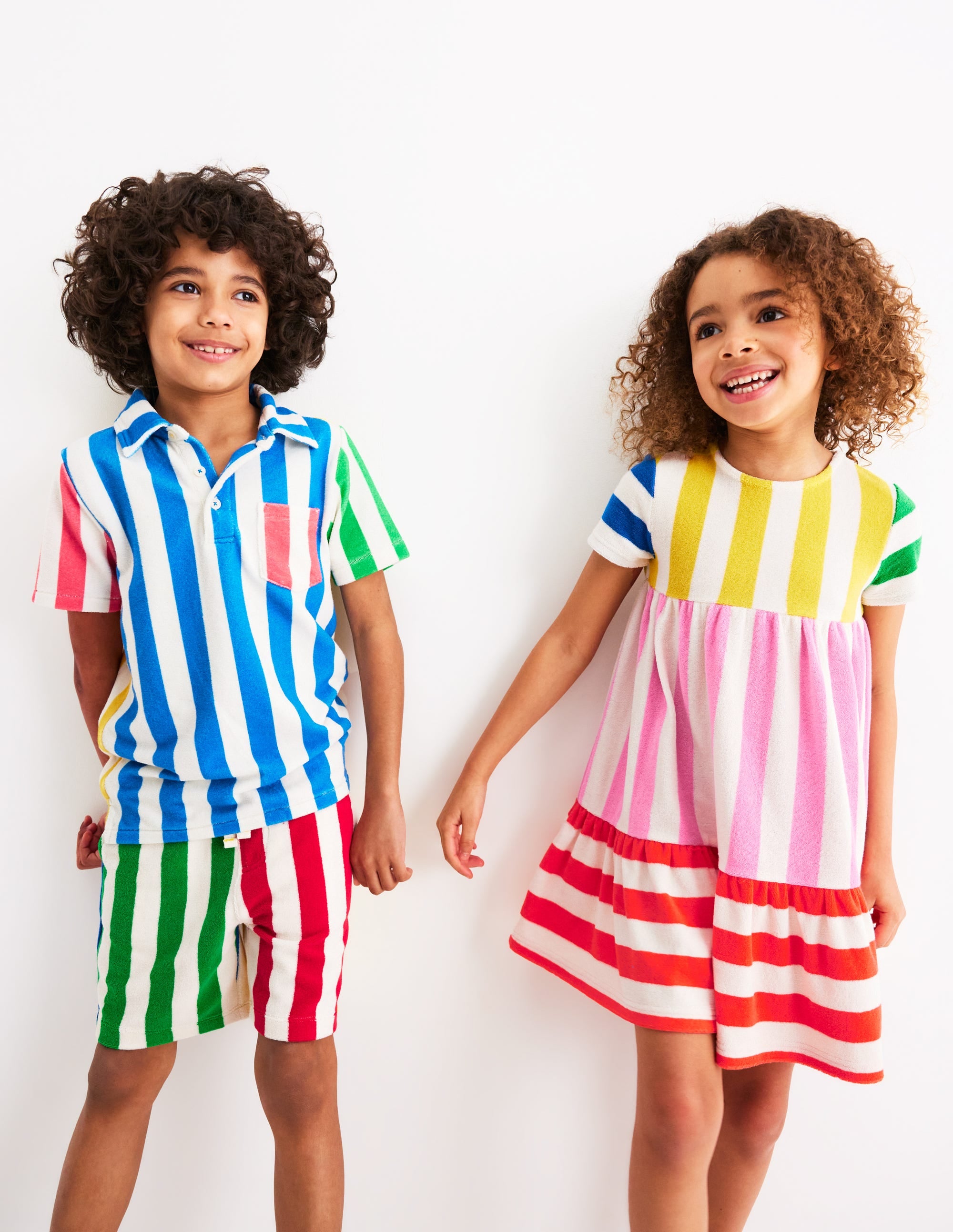 Ariel Twirly Towelling Dress-Hotchpotch Multi Stripe