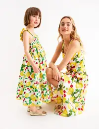 Luella Frill Maxi Sundress-Ivory Lemons and Cherries(2-3y)