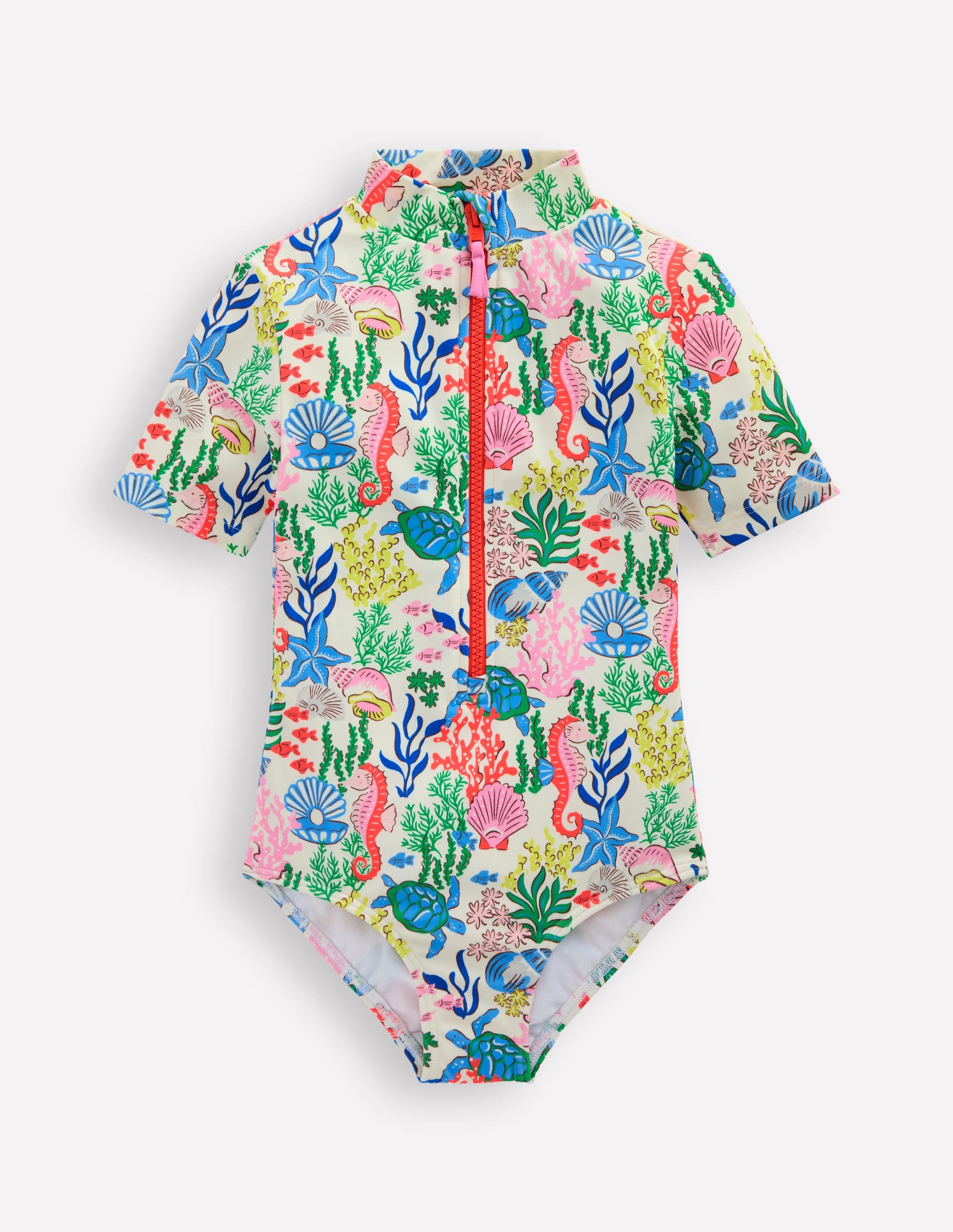 Short-sleeved Swimsuit-Multi Coral Cove