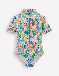Short-sleeved Swimsuit-Multi Coral Cove