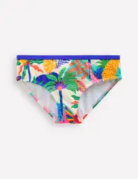 Patterned Bikini Bottoms-Soft Ivory Multi Jungle