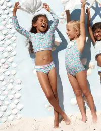 Cropped Rash Vest Set-Multi Flowerbed