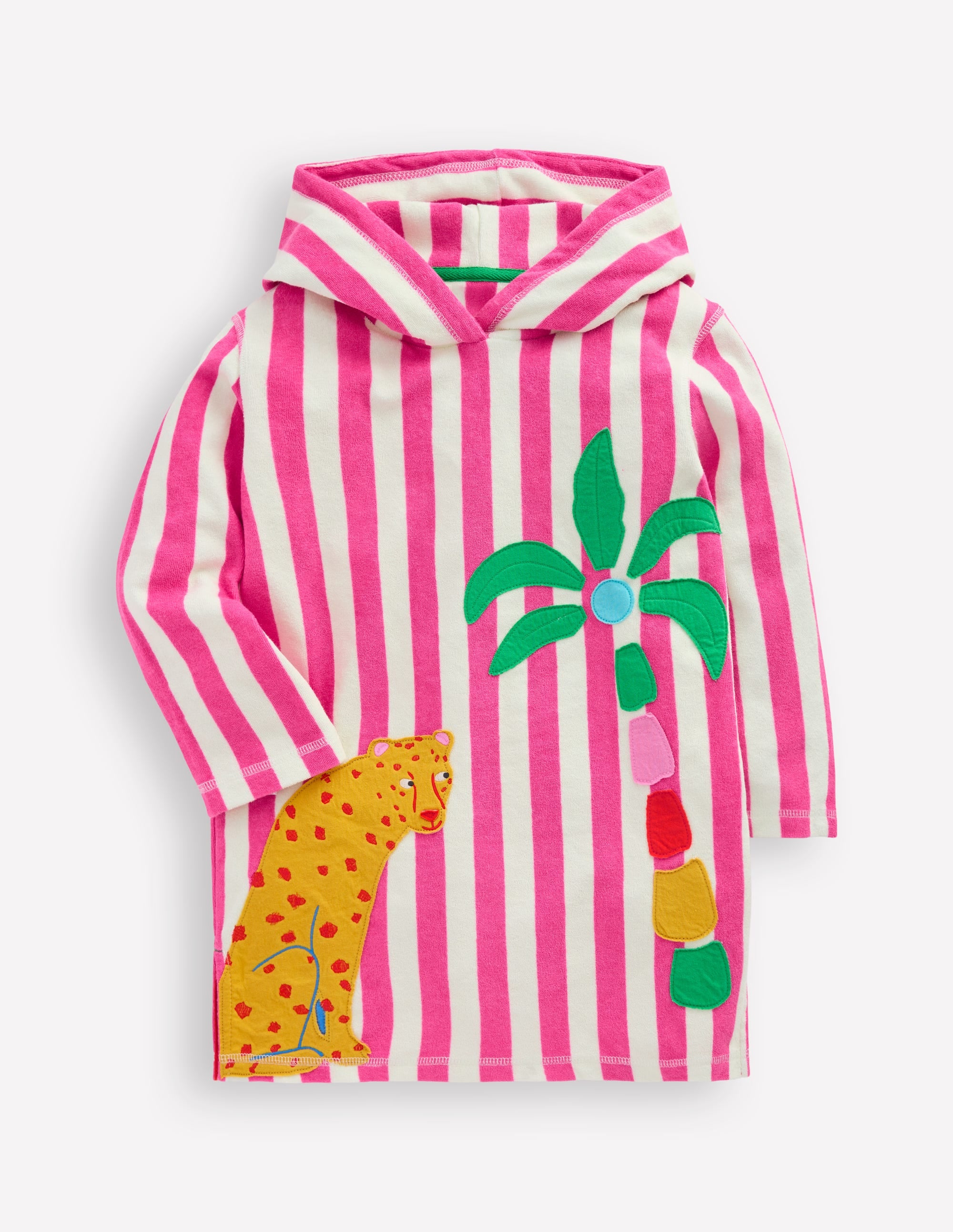 Mara Towelling Throw-On-Sorbet Pink Palm Tree Stripe