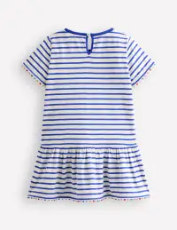 Dropped Waist Pom Tunic-Orion Blue/ Ivory(2-3y)