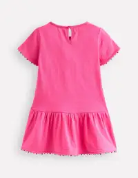 Dropped Waist Pom Tunic-Flamingo Pink(2-3y)