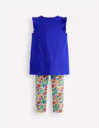 Frill Sleeve Tunic Set-Bright Blue Embroidery(12-18m)