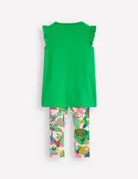 Frill Sleeve Tunic Set-Sapling Green Embroidery(12-18m)