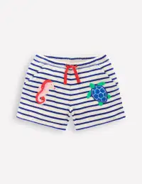 Printed Towelling Short-Soft Ivory/Bright Blue Sea