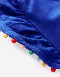 Frill Sleeve Pom Top-Bright Blue(2-3y)