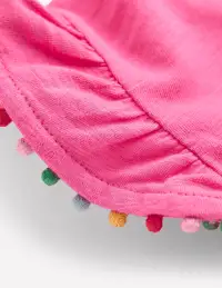 Frill Sleeve Pom Top-Flamingo Pink(2-3y)
