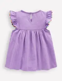Frill Sleeve Pom Top-Parma Violet Purple(2-3y)