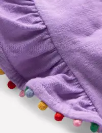 Frill Sleeve Pom Top-Parma Violet Purple(2-3y)