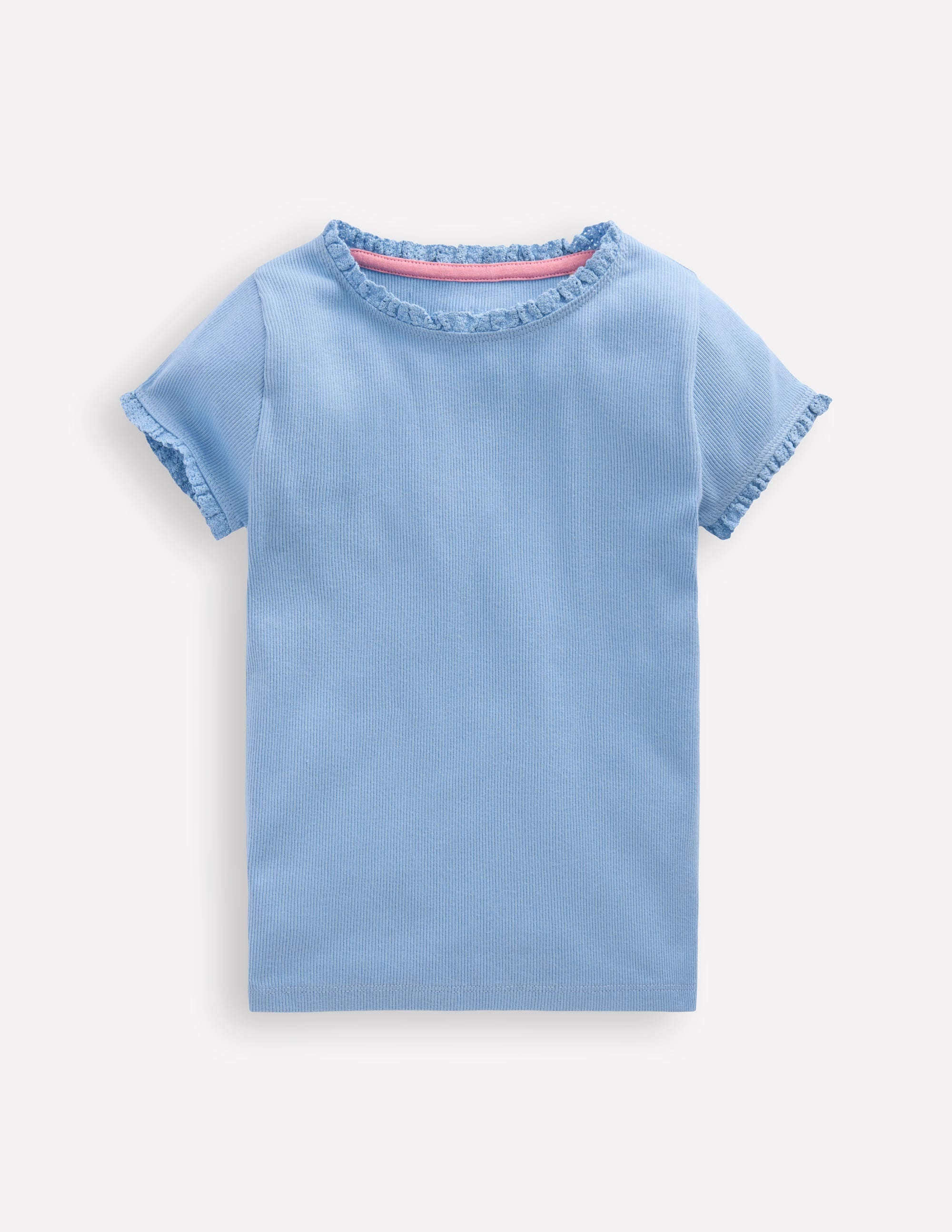 Short Sleeve Ribbed T-shirt-Glacier Blue