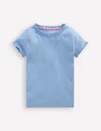 Short Sleeve Ribbed T-shirt-Glacier Blue