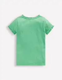 Short Sleeve Ribbed T-shirt-Aloe Green(2-3y)