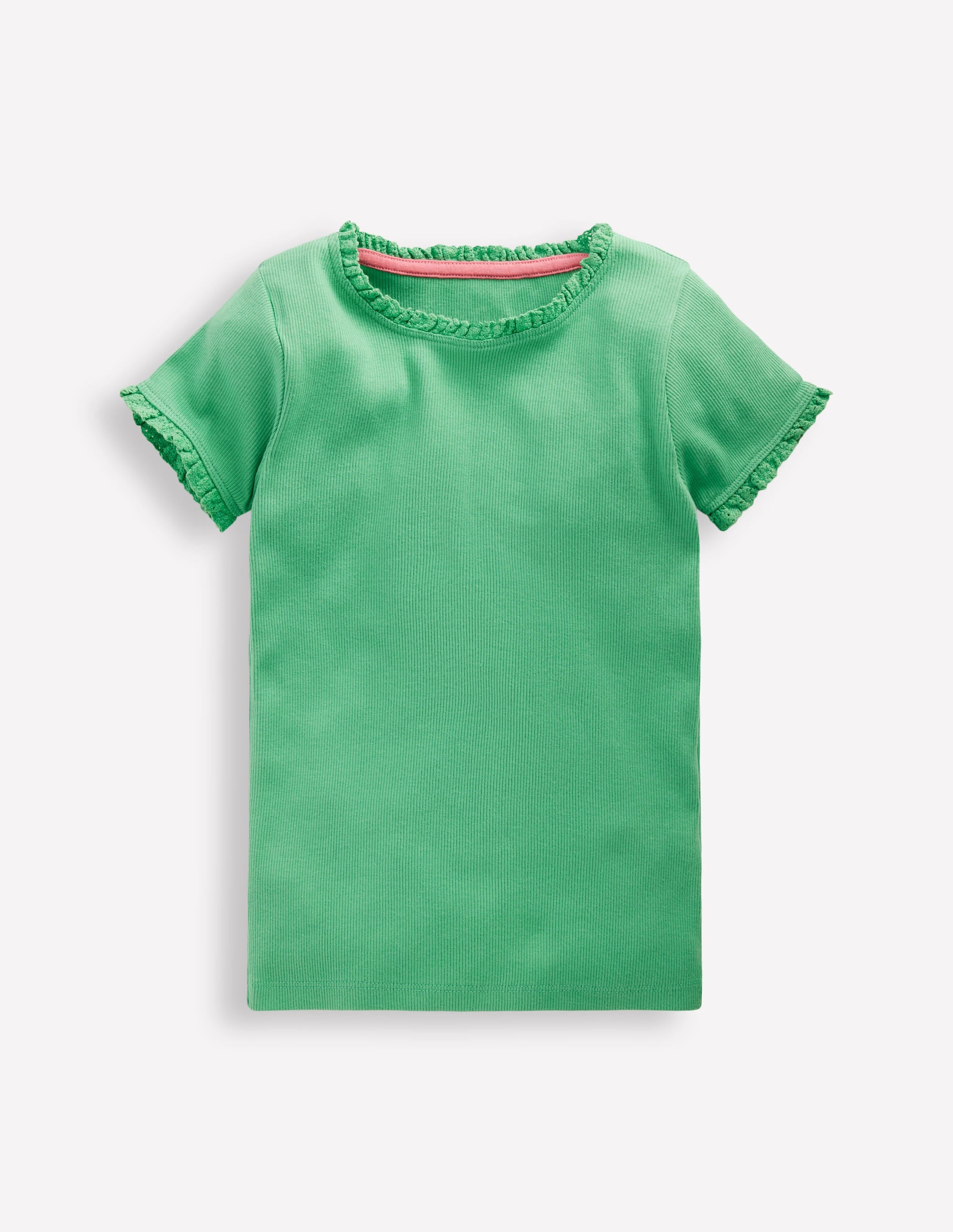 Short Sleeve Ribbed T-shirt-Aloe Green