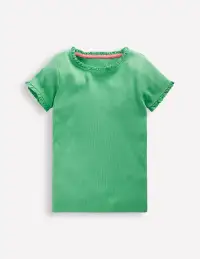 Short Sleeve Ribbed T-shirt-Aloe Green