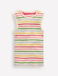 Ribbed Lace Trim Tank Top-Multi Stripe
