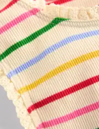 Ribbed Lace Trim Tank Top-Multi Stripe(2-3y)