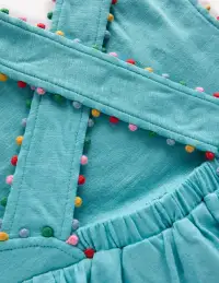 Cross-back Pom Top-Caribbean Blue(2-3y)