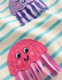 Flutter Short Sleeve T-shirt-Caribbean Blue Jellyfish(2-3y)