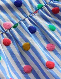 Frill Sleeve Woven Top-Peacock Plume Blue Spot(2-3y)