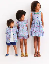 Frill Sleeve Woven Top-Peacock Plume Blue Spot(2-3y)