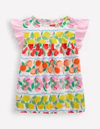Frill Sleeve Woven Top-Rainbow Fruit Stripe(2-3y)