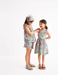 Frill Sleeve Woven Top-Multi Coral Cove(2-3y)