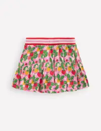 Pleated Jersey Skort-Cosmos Pink Strawberry Patch(2-3y)