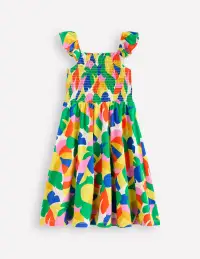 Willa Shirred Jersey Dress-Multi Abstract Palm(2-3y)