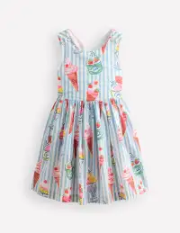 Harper Cross-Back Dress-Vintage Blue Ice Cream Stripe