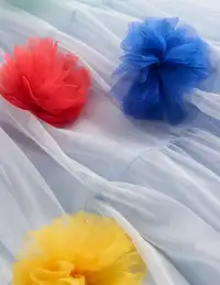 Rainbow Ombre Tulle Dress-Blue Multi Pom(2-3y)