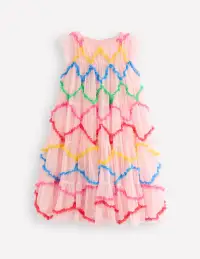 Rainbow Ombre Tulle Dress-Chalk Pink Diamond(2-3y)
