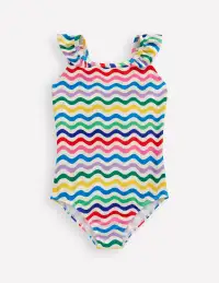 Hallie Frill Strap Swimsuit-Multi Mini Wave