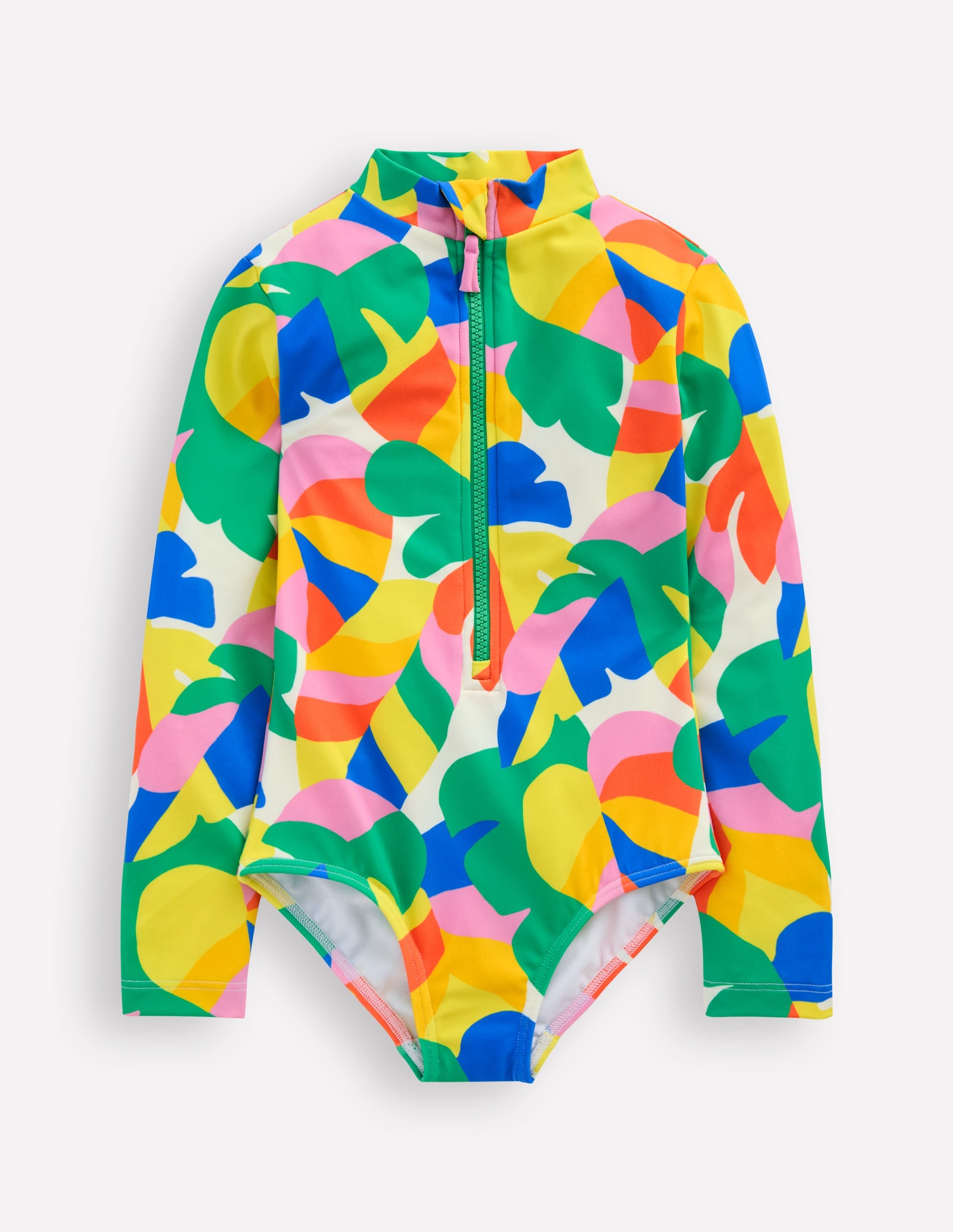 Long Sleeve Swimsuit-Multi Abstract Palm