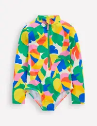 Long Sleeve Swimsuit-Multi Abstract Palm