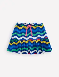 Tiered Jersey Skort-Bright Blue Wave Stripe