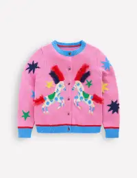 Fun Frill Logo Cardigan-Vintage Mauve Circus Horses(2-3y)