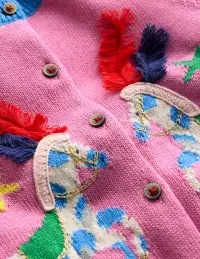 Fun Frill Logo Cardigan-Vintage Mauve Circus Horses(2-3y)