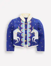 Appliqué Military Jacket-Navy Circus Horses