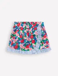 Wrap Frill Skort-Multi Flower Bunch